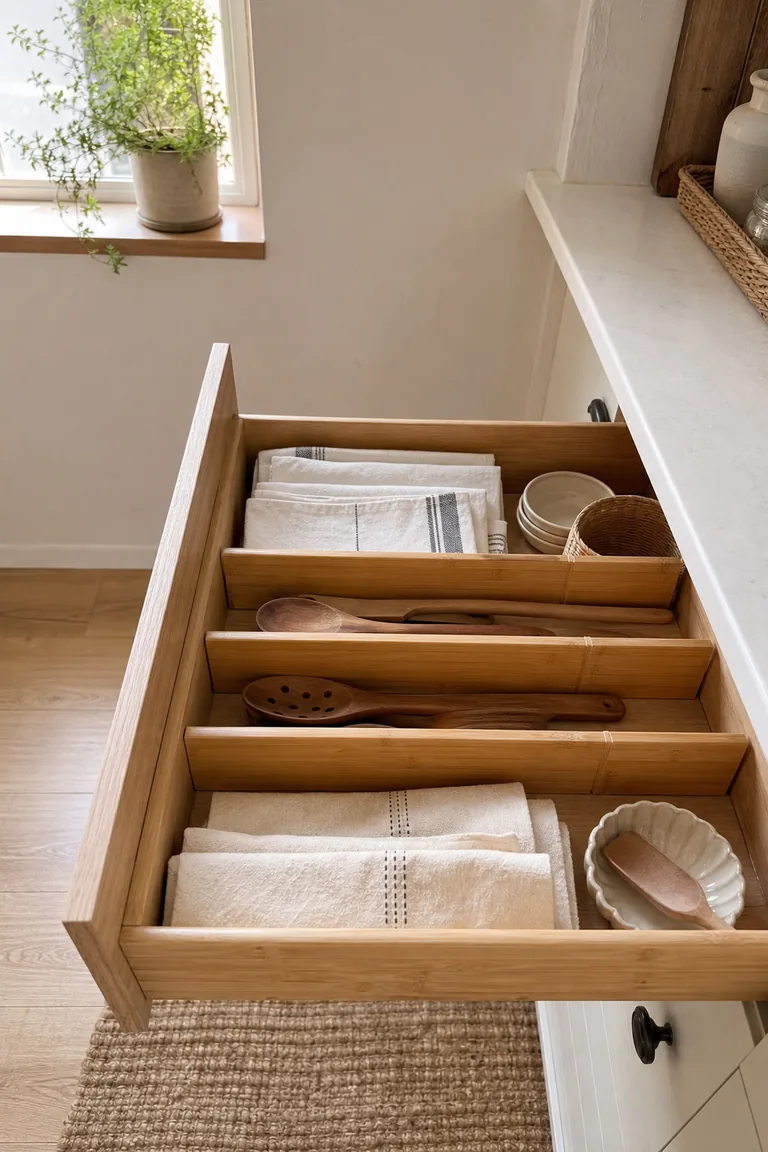 Adjustable bamboo drawer dividers styled idea